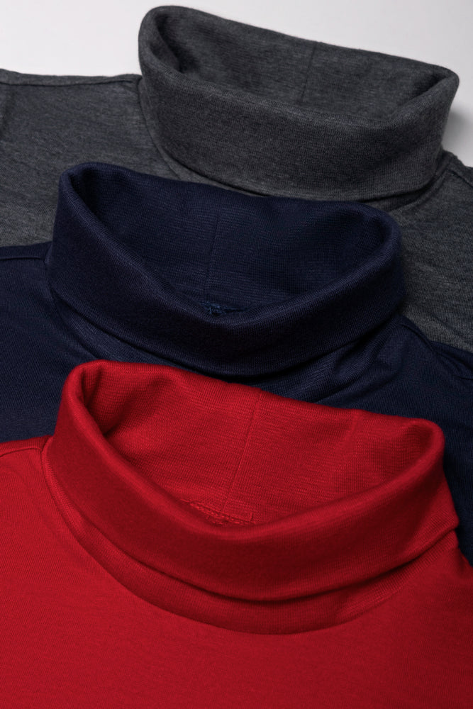 3 Pack Polonecks Dark Grey, Navy And Red (1)