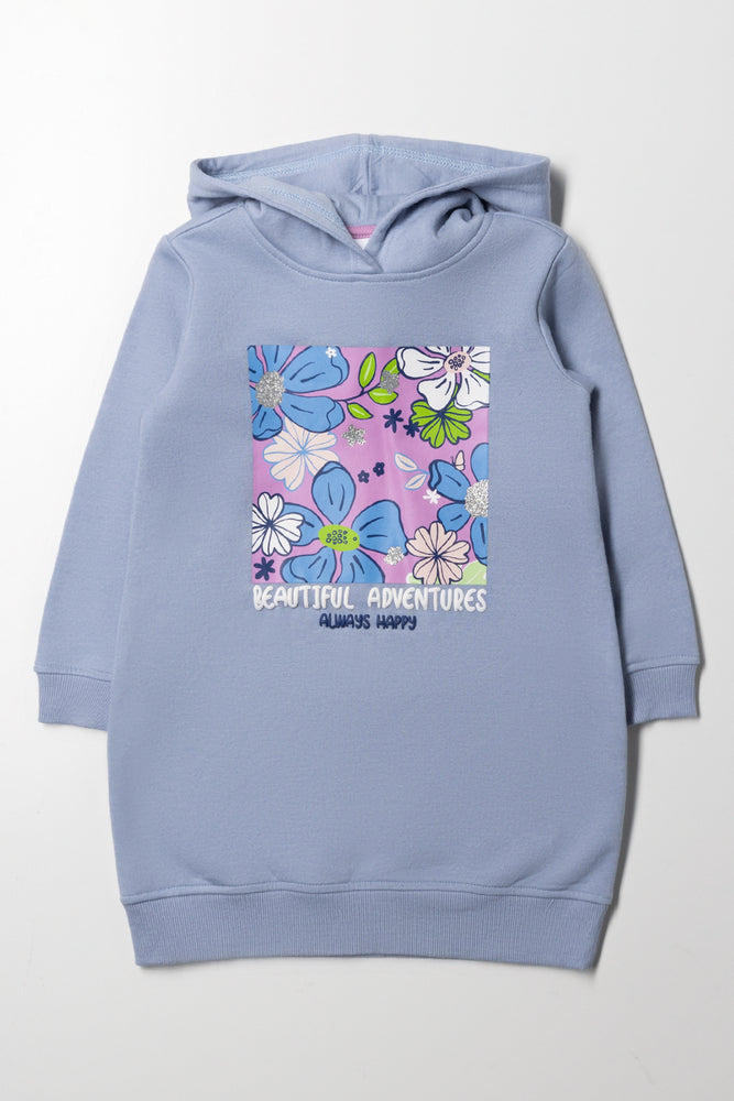 Floral Hooded Dress Blue