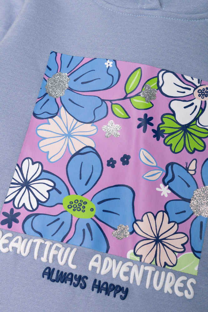 Floral Hooded Dress Blue