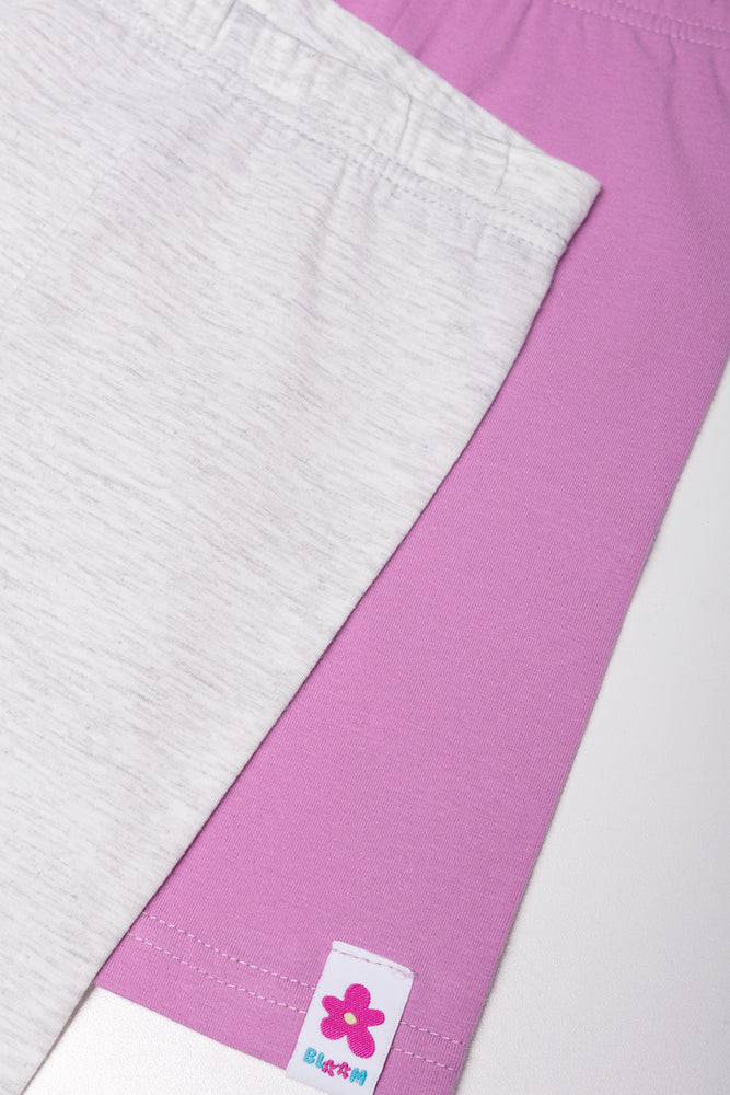 2 Pack Cropped Leggings Lilac And Grey