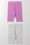 2 Pack Cropped Leggings Lilac And Grey (2)