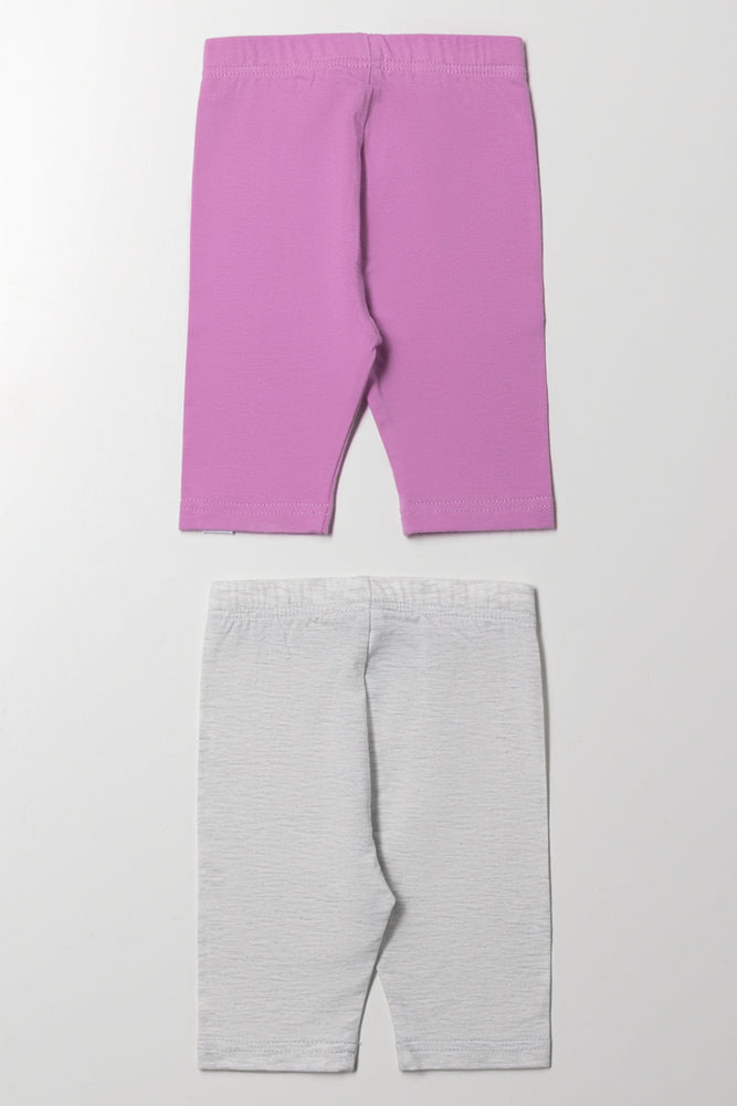 2 Pack Cropped Leggings Lilac And Grey (2)