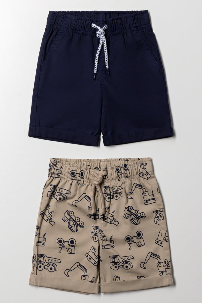 2 Pack Shorts Navy And Natural | Bottoms & Jeans | Ackermans