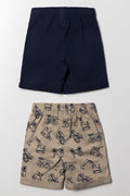 2 Pack Shorts Navy And Natural (2)