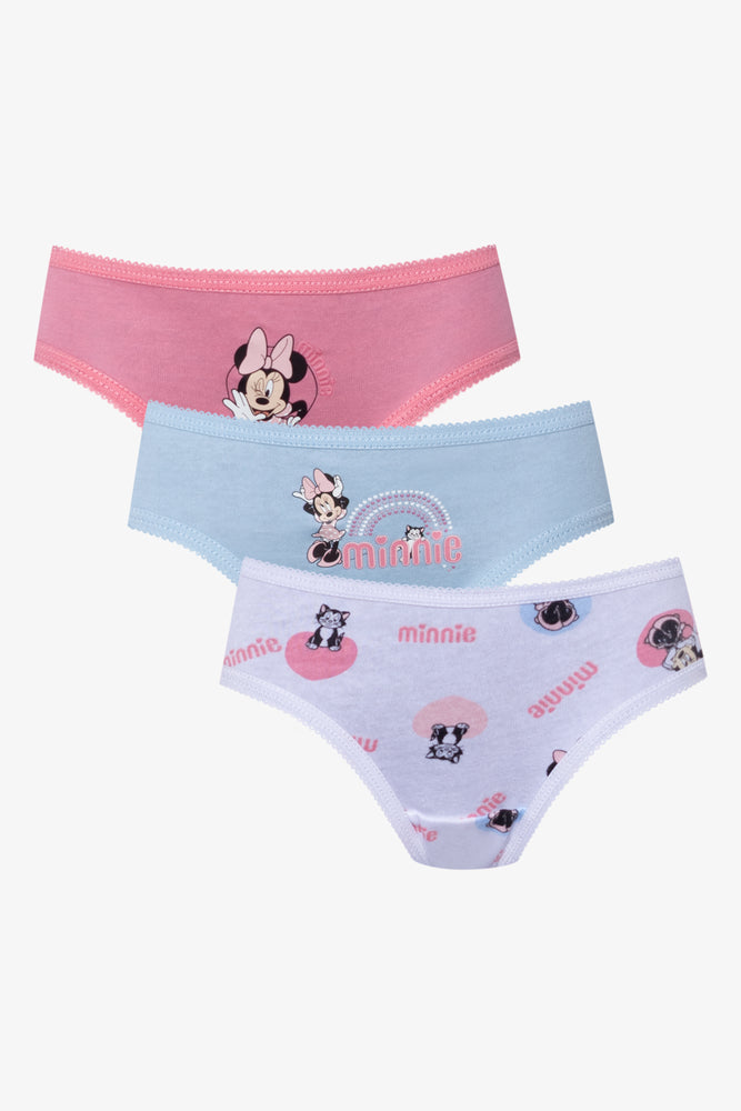 Minnie Mouse 3 Pack Bikini Panties White, Pink And Blue