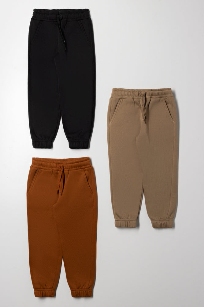 3 Pack Trackpants Brown, Natural And Black