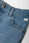 Mini  Mom Abrasion Denim Jeans Blue (1)