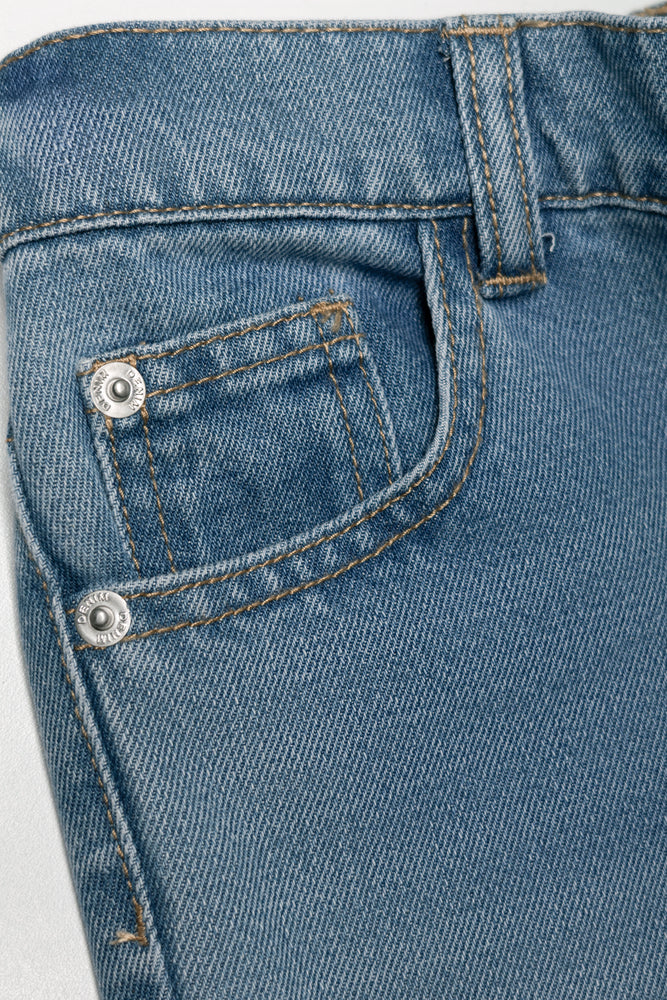 Mini  Mom Abrasion Denim Jeans Blue (2)