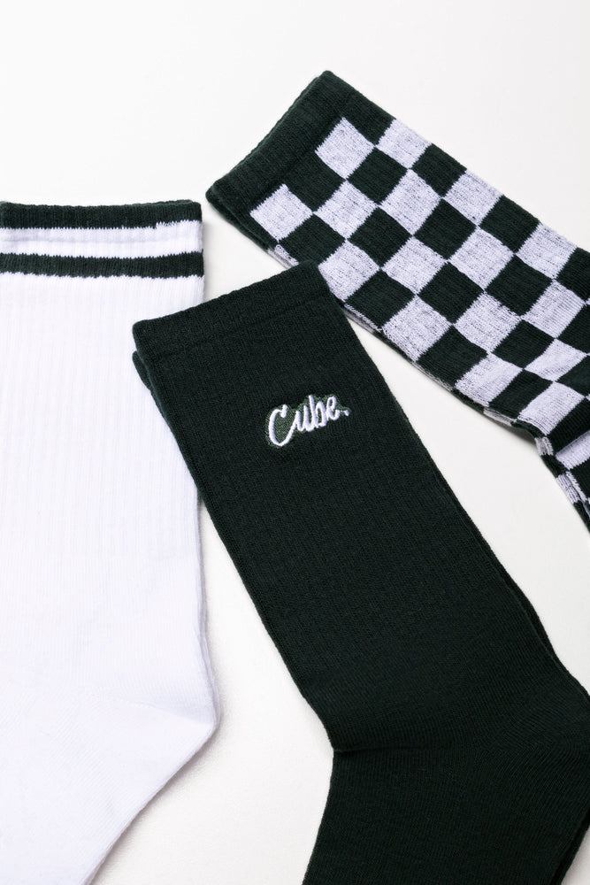 3 Pack Socks Dark Green