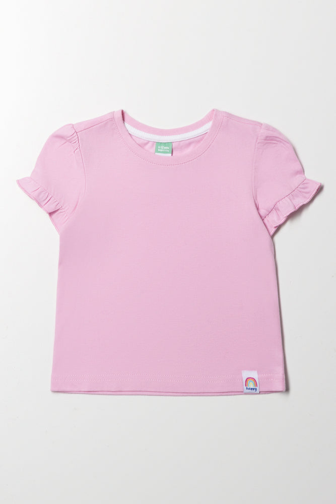 Frill Sleeve T-Shirt Pink