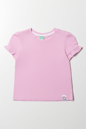 Frill Sleeve T-Shirt Pink