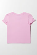 Frill Sleeve T-Shirt Pink (2)