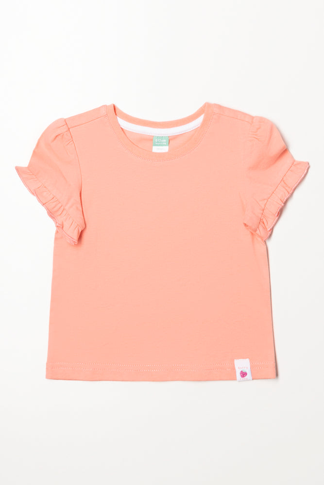 Frill Sleeve T-Shirt Pink