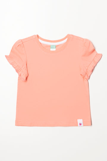 Frill Sleeve T-Shirt Pink