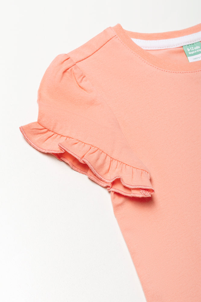 Frill Sleeve T-Shirt Pink