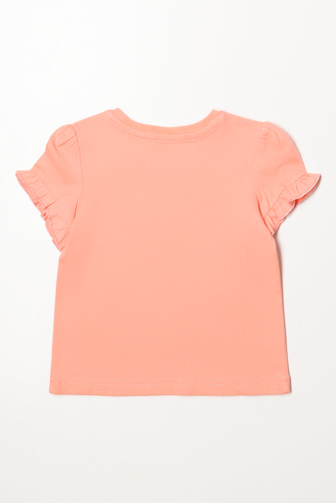 Frill Sleeve T-Shirt Pink (2)