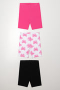 3 Pack Bow Cycle Shorts Black And Pink