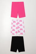 3 Pack Bow Cycle Shorts Black And Pink (4)