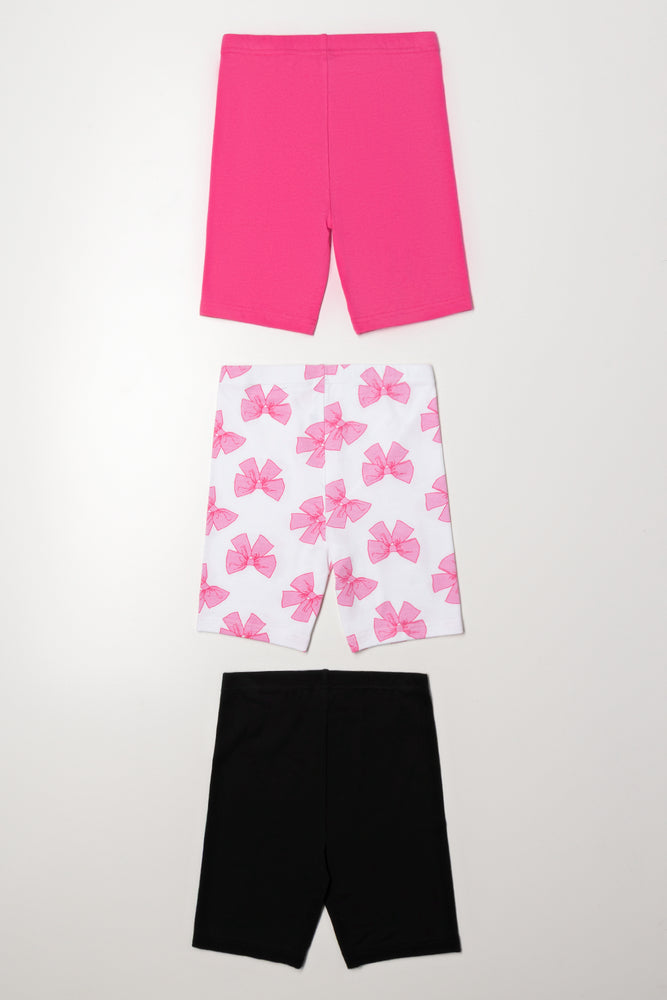 3 Pack Bow Cycle Shorts Black And Pink (4)
