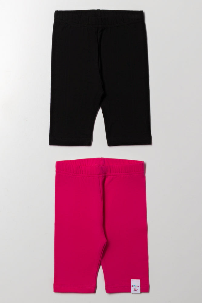 2 Pack Cropped Leggings Pink And Black