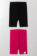 2 Pack Cropped Leggings Pink And Black