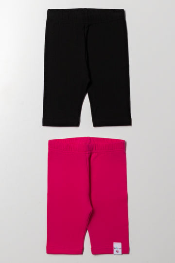 2 Pack Cropped Leggings Pink And Black