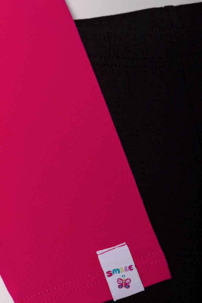 2 Pack Cropped Leggings Pink And Black