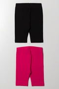 2 Pack Cropped Leggings Pink And Black (2)