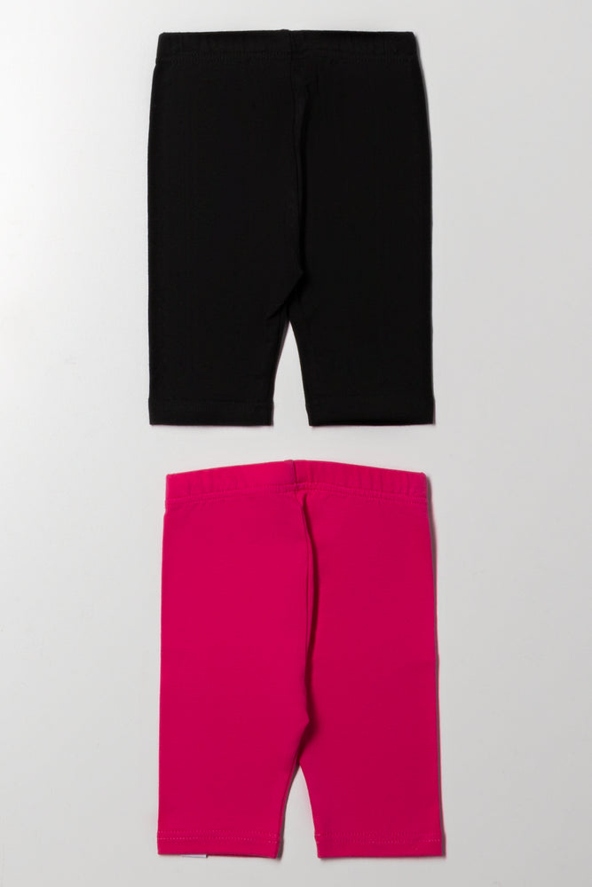 2 Pack Cropped Leggings Pink And Black (2)