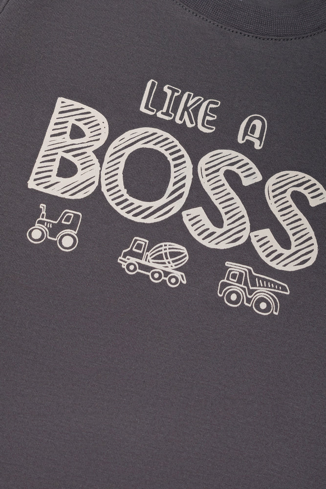 2 Pack Like A Boss T-Shirts Grey And Natural (1)