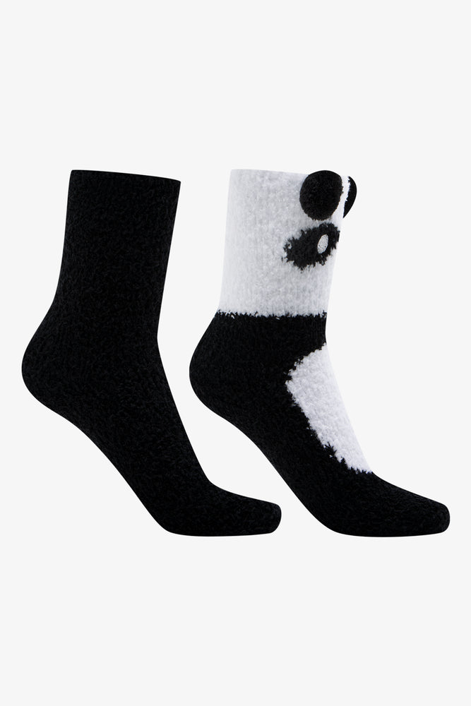 2 Pack Panda Socks Black And White