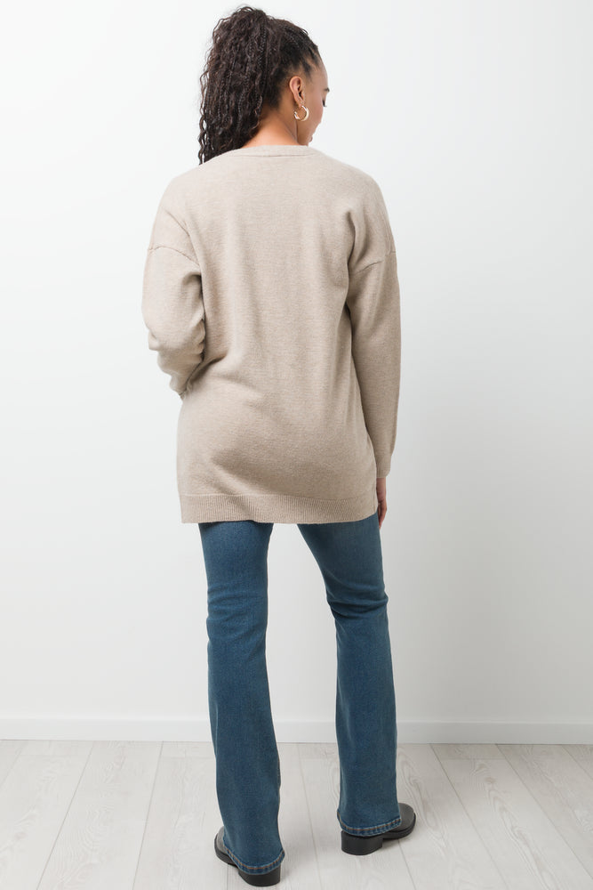 Mid Length Cardigan Natural (2)
