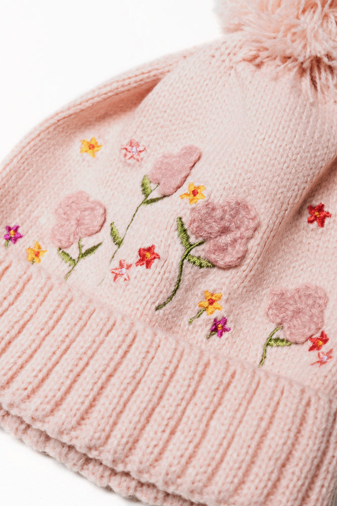 Floral Beanie Light Pink