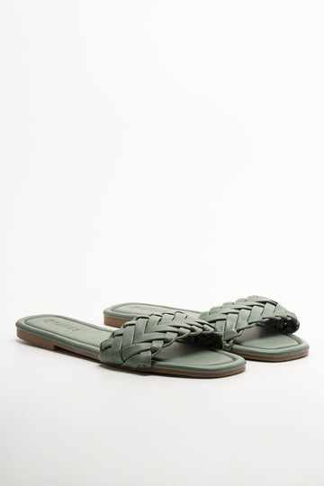 Weave Mule Sandal Green