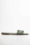 Weave Mule Sandal Green (1)