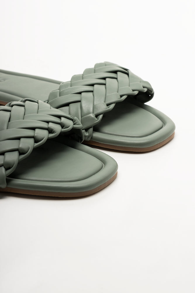 Weave Mule Sandal Green (2)
