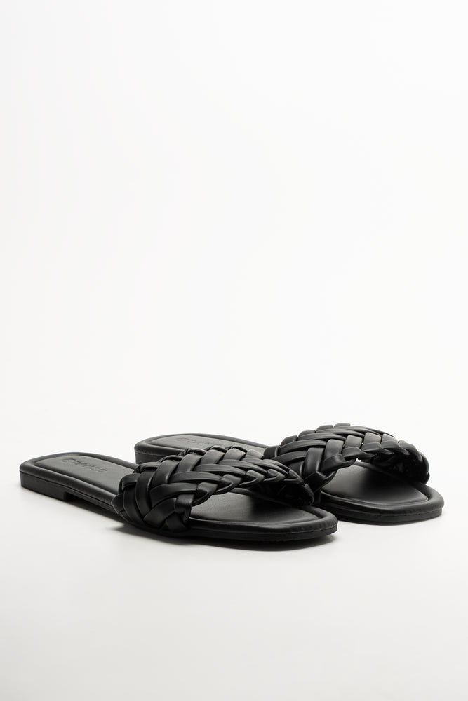 Weave Mule Sandal Black