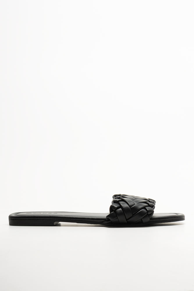 Weave Mule Sandal Black