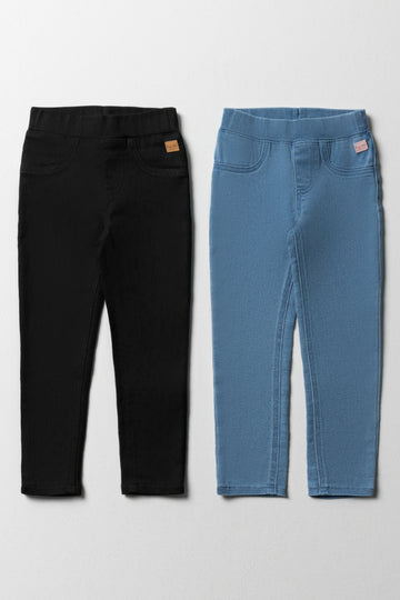 2 Pack Jeggings Blue And Black