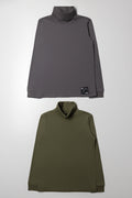 2 Pack Long Sleeve Polonecks Dark Grey And Green