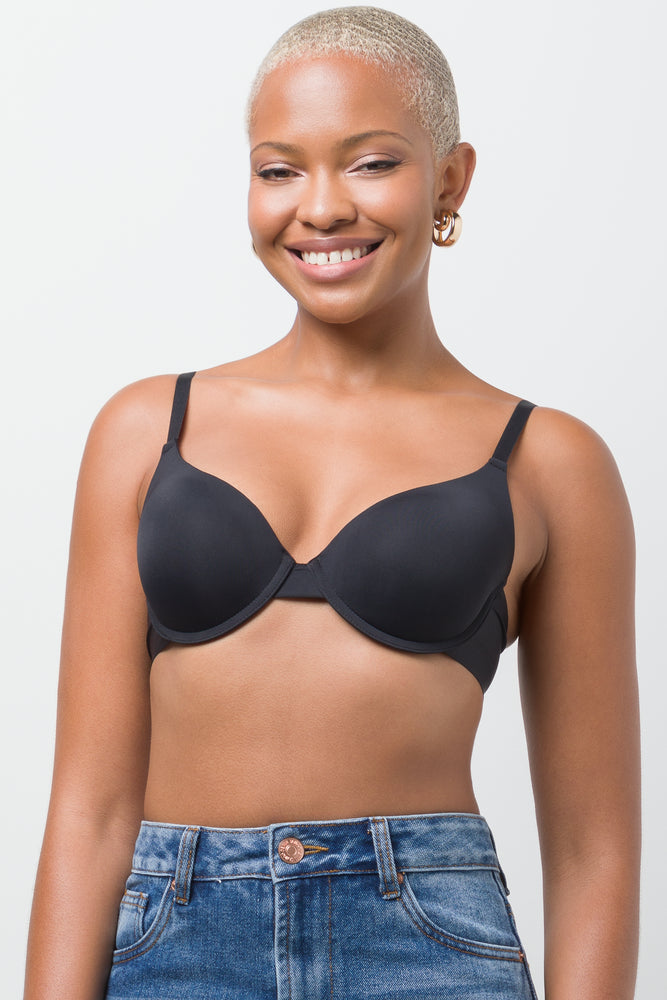 2 Pack Smooth Bonded Wing T-Shirt Bras Black And Natural