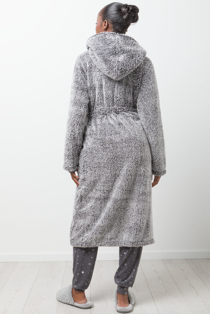 Hooded Sherpa Gown Grey (2)