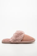 Fur Trim Slippers Pink (1)
