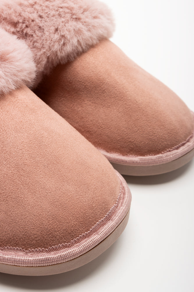 Fur Trim Slippers Pink (2)