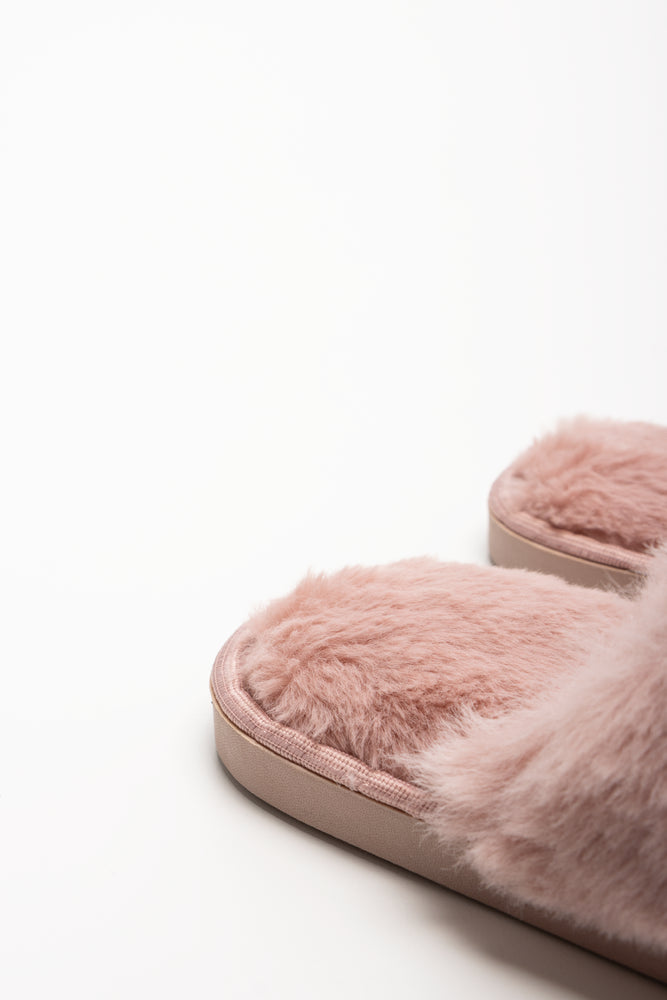 Fur Trim Slippers Pink (3)