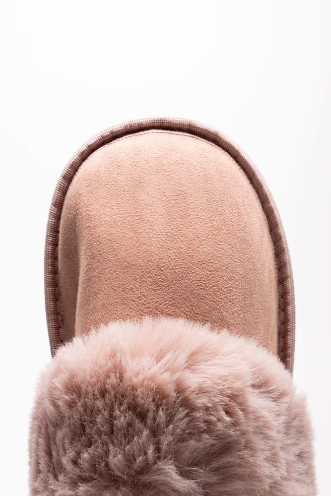 Fur Trim Slippers Pink (4)
