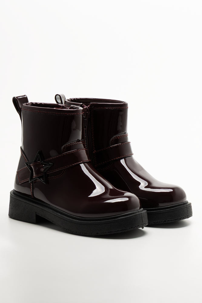 Star Double Strap Boots Burgundy