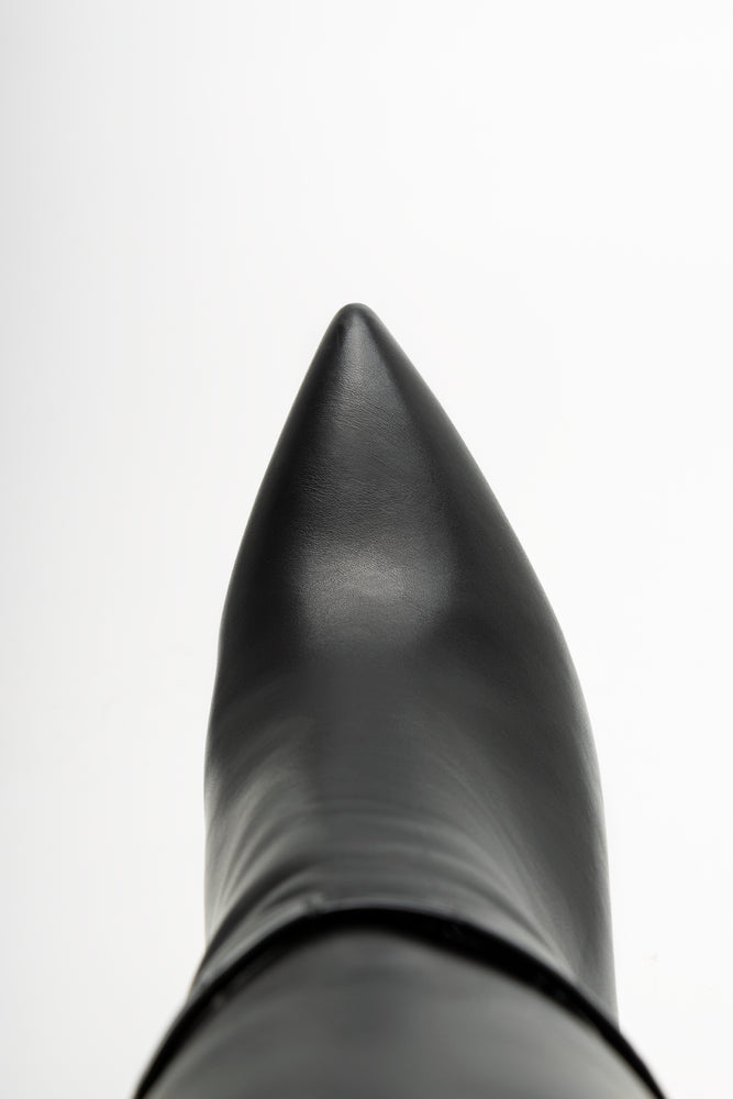 Croc Trim Stiletto Boots Black (4)