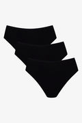 3 Pack Rib Brazilian Panties Black (1)