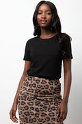 Crew Neck Short Sleeve Fitted T-Shirt Black